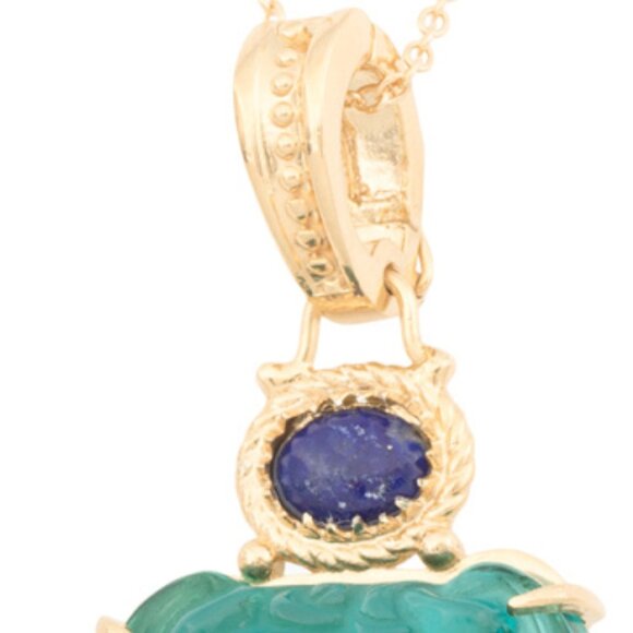 TAGLIAMONTE Made In Italy 18kt Gold Plated Green Venetian Glass Necklace - Picture 3 of 4